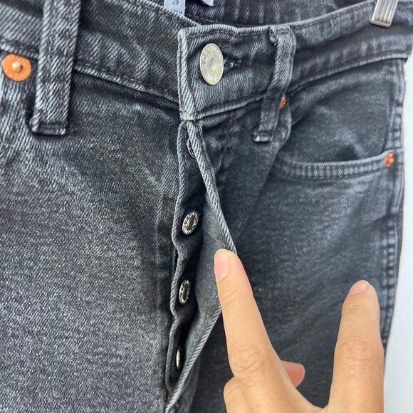 RE/DONE High-Rise Straight Jeans ,Size 29, Black Washed N57 - Picture 7 of 11